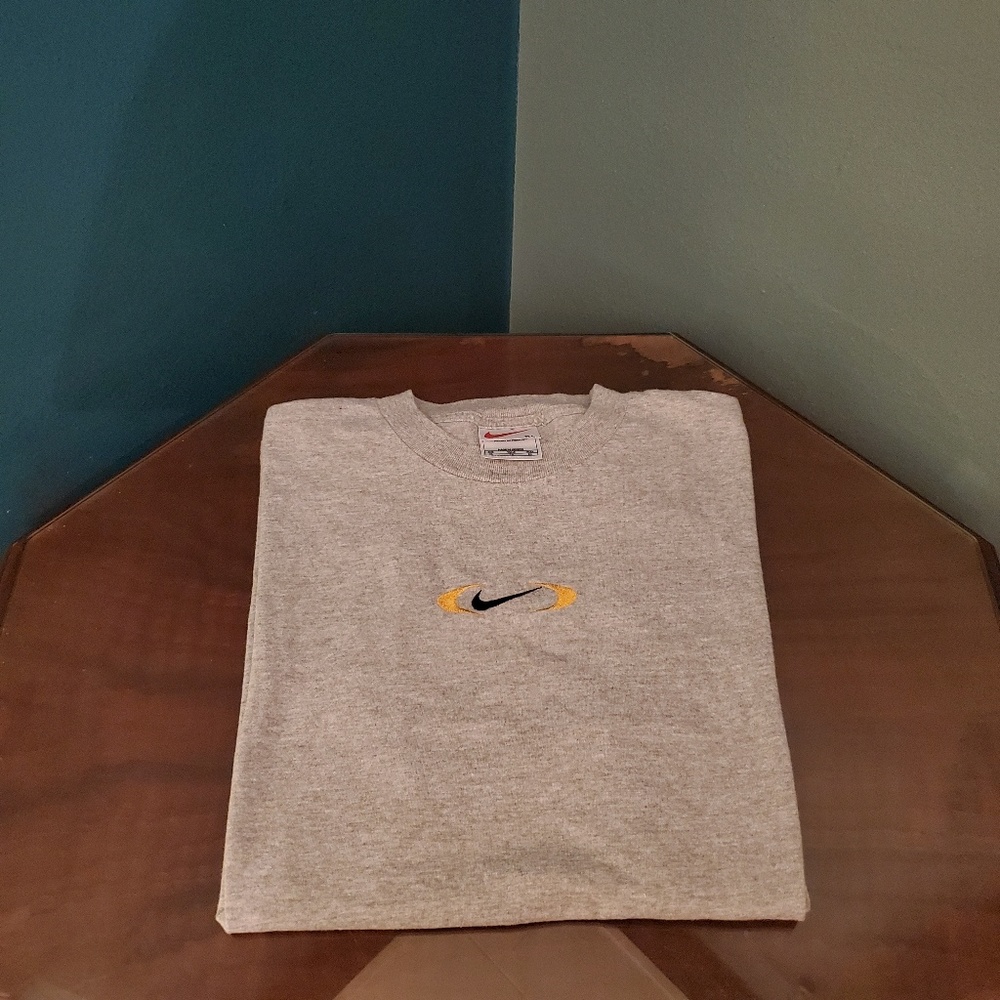 Nike Check Logo T-Shirt Grey/Yellow